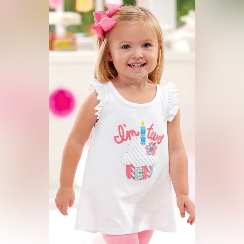 I’m TWO! Birthday tunic shirt cupcake applique